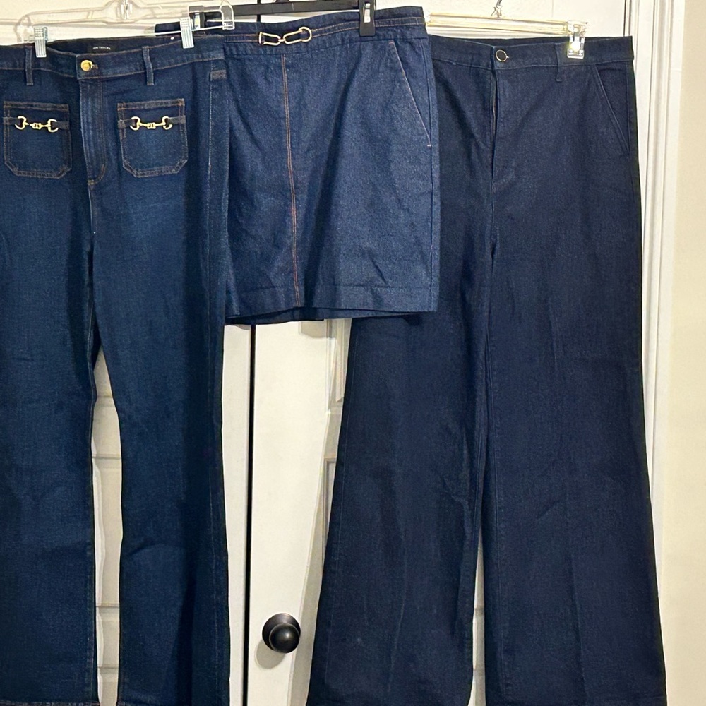Ann Taylor Dark Blue Flare & Wide Leg Jeans